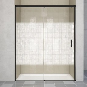 Porta doccia scorrevole Jazz, L 158-159.5 cm x H 200 cm x SP 6 mm, profilo nero, vetro smerigliato