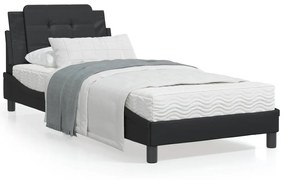 Letto Con Materasso Nero 90x190 Cm İn Similpelle /