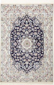 Nain Tappeto 100x150 Blu (Iran) Annodato A Mano