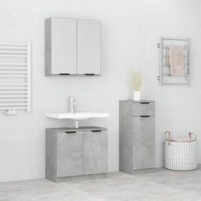 Set di mobili da bagno 3 pz grigio cemento in legno multistrato