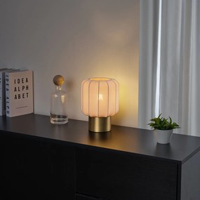 Lampada da tavolo Japandi oro con paralume beige - Pluni