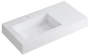Lavabo a incasso rettangolare vasca a sinistra L 90.5 x H 15 x P 46 cm in resina bianco opaco