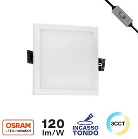 Pannello LED 8W da incasso Quadrato, Foro Tondo Ø75mm, CCT Colore Bianco Variabile CCT