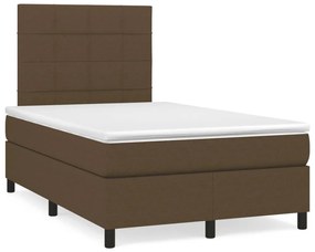 Letto a molle materasso e led marronescuro 120x190cm in tessuto