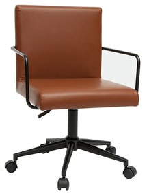 Sedia da ufficio vintage in poliuretano marrone e metallo nero FLOKI