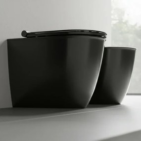 Vaso filomuro traslato nero opaco con sedile soft close di Ceramica Dolomite Mayka