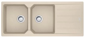 Lavello sopratop 2 vasche con gocciolatoio laterale destro o sinistro FRANKE City fragranite L 50 x L 116 cm avena