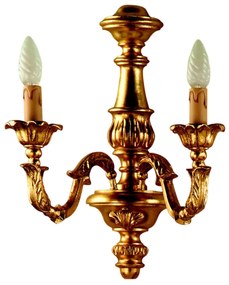 Applique In Legno Classico Oro 2 Luci Cavaliere