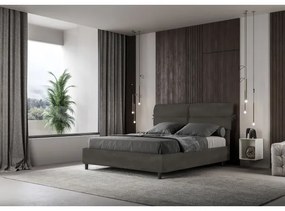 Letto contenitore da 160x200 in microfibra grigio Nandy