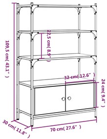 Libreria 3 Ripiani Rovere Fumo 70x30x109,5 cm Legno Multistrato