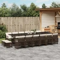 Set da Pranzo da Giardino 17 pz con Cuscini Marrone Polyrattan 3210825