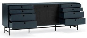 Cassettiera nera e blu, larghezza 212 cm Punto - Teulat