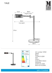 Markslöjd 107821 - Lampada da tavolo YALE 1xE14/12W/230V
