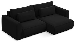 Divano angolare nero allungabile/con contenitore (con penisola a destra/con chaise lounge) con rivestimento in velluto Kapua – Makamii