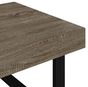 Tavolino da salotto grigio e nero 120x60x40 cm in mdf e ferro