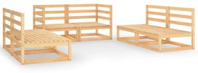 Set Divani da Giardino 6 pz in Legno Massello di Pino