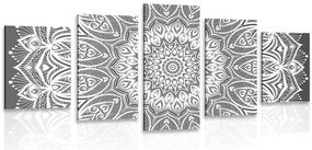Quadri 5 pezzi – Mandala armonia in bianco e nero