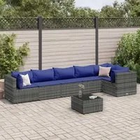 Set Divani da Giardino 7 pz con Cuscini in Polyrattan Grigio 3308119