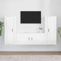 Set Mobili Porta TV 3 pz Bianco Lucido in Legno Multistratocod mxl 77295