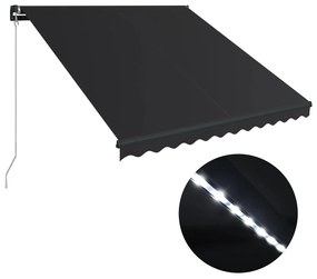 Tenda da Sole Retrattile Manuale con LED 350x250 cm Antracite