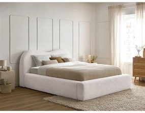 Letto matrimoniale bianco imbottito con spazio contenitivo con rete inclusa 180x200 cm Orlane – Bobochic Paris
