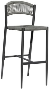 Sgabello da giardino in alluminio antracite, seduta in rattan sintetico