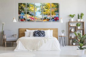 Quadri 5 pezzi – Pittura a olio di paesaggio