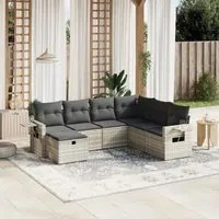 Set Divani da Giardino 7pz con Cuscini Grigio Chiaro Polyrattan 3263838