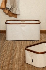 Cesta per il bucato color crema in tessuto pieghevole Bamboo/Linen – Bigso