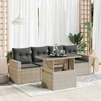 Set Divano da Giardino 5pz con Cuscini Grigio Chiaro Polyrattan 3326243