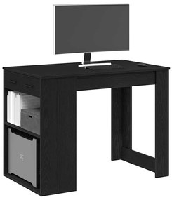 Scrivania Con Cassetto E Ripiano Rovere Nero Legno Multistrato /