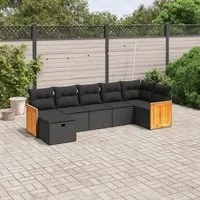 Set Divani da Giardino con Cuscini 7pz Nero Polyrattan 3265745