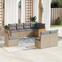 Set Divano da Giardino 8 pz con Cuscini Beige in Polyrattancod mxl 112833