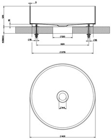 Lavabo tondo 40 cm da appoggio senza troppopieno in acciaio 54601 Gessi