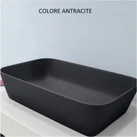 Lavabo da appoggio in solitex color rettangolare, colore grigio antracite