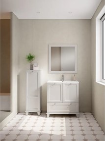 Mobile da bagno a terra sotto lavabo L 80 x H 85 x P 45 cm grigio perla laccato opaco, 1 cassetto, 2 ante VISOBATH Unike