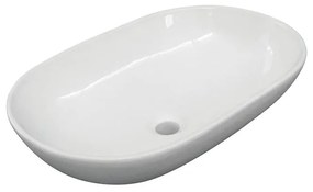 Lavabo da appoggio ovale piletta non inclusa in ceramica L 58.5 x H 18 x P 38 cm bianco lucido piletta non inclusa