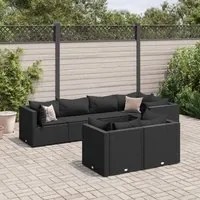 Set Salotto da Giardino con Cuscini 7pz Nero Polyrattan 3308187