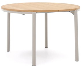 Kave Home - Tavolo rotondo allungabile Montuiri impiallacciatura di rovere e gambe d'acciaio finitura