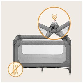 Lionelo - Lettino da viaggio JASMIN EASY FOLD Grey Stone