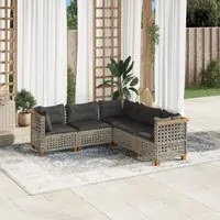 Set Divano da Giardino 5 pz con Cuscini Grigio in Polyrattan 3261825