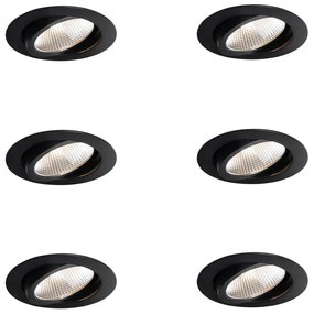 Set di 6 faretti da incasso neri 9,5 cm con LED 1300 lm dimmerabili IP65 - Gaius