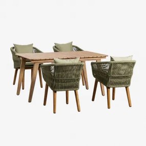 Set tavolo allungabile in legno (150-200x90 cm) Naele e 4 sedie da - Sklum