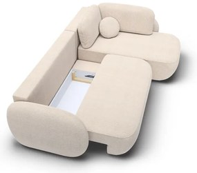 Divano letto angolare con contenitore a L OLBIA, angolo destro, beige