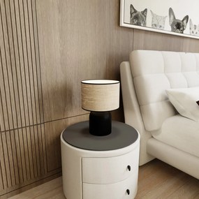 Lampada Da Tavolo Nordica Enlil 1 Luce In Acciaio E Rattan