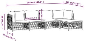 Set Salotto da Giardino 5 pz con Cuscini in Acciaio Antracite