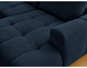 Divano angolare blu scuro allungabile e con contenitore (penisola a sinistra/a U) con rivestimento in ciniglia Fuji – Bobochic Paris