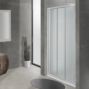 Porta doccia scorrevole Plumin, L 88-90 cm x H 185 cm x SP 4 mm, profilo bianco, vetro smerigliato