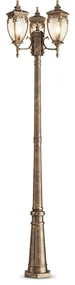 Lampada Da Terra Classica Da Esterno Alluminio Oro 3 Luci E27 60W Ip44