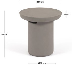 Kave Home - Tavolino da esterno Taimi rotondo in cemento Ã˜ 50 cm